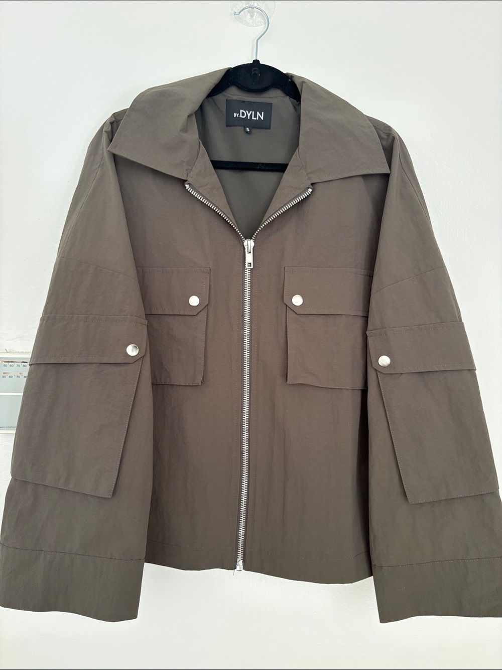 DYLN Olive Utility Jacket with Zip Front
